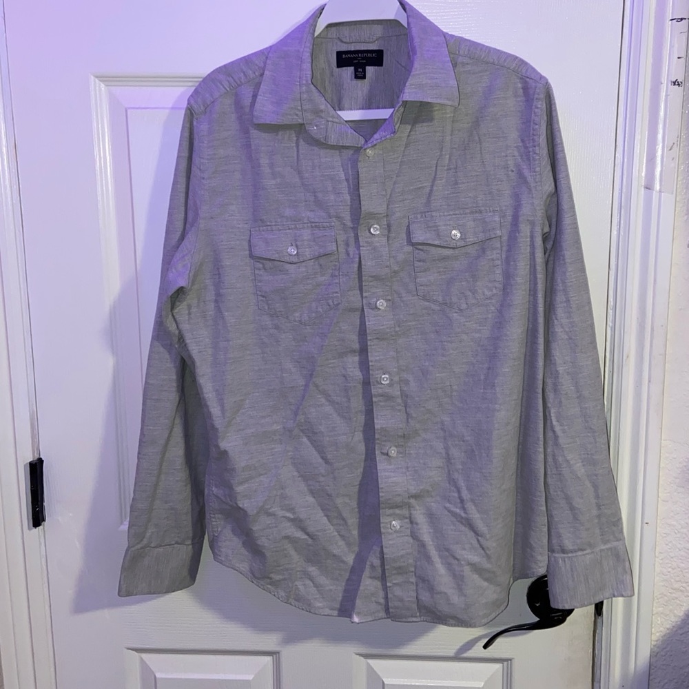 Grey Button Down Long Sleeve / Banana Republic